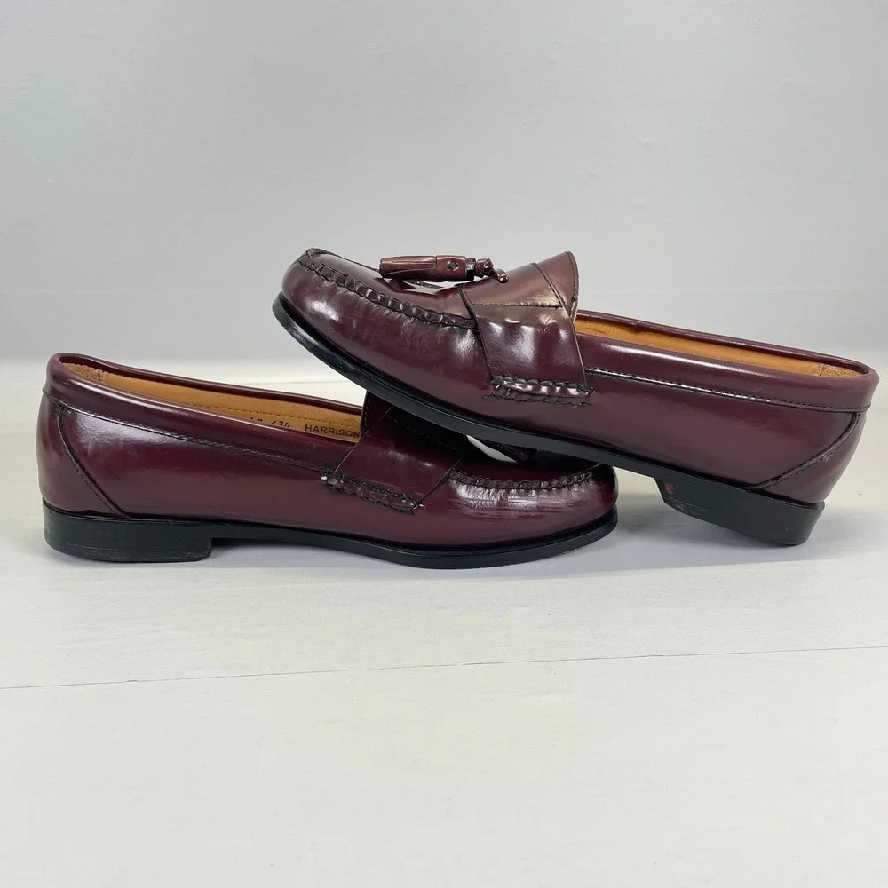 GH Bass & Co Harrison II Tassel Loafers Mens Size 9.5 EE Burgundy Leather Shoes